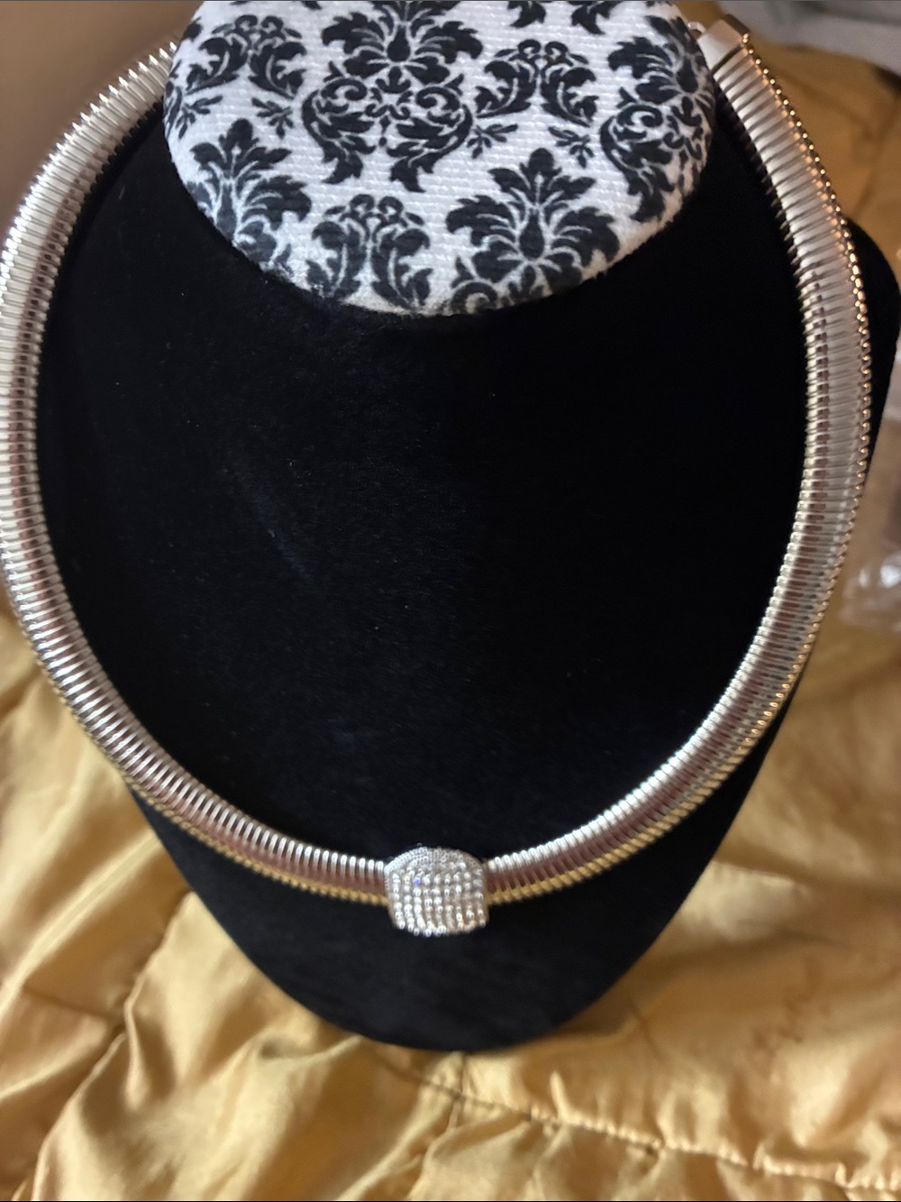 Silver Ball-Accent Snake Chain Necklace